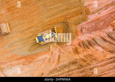 Bagger tun bewegt Boden Bau arbeitet Landschaftsbau arbeitet auf Bau Stockfoto