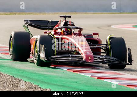 Montmelo, Spanien am 23. Februar 2022, Carlos Sainz 55 (SPA), Scuderia Ferrari F1-75 während der FORMEL 1-VORSAISON-RENNBAHN AM Circuit de Barcelona-Catalunya, Montmelo, Spanien am 23. Februar 2022 Stockfoto