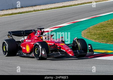 Montmelo, Spanien am 23. Februar 2022, Carlos Sainz 55 (SPA), Scuderia Ferrari F1-75 während der FORMEL 1-VORSAISON-RENNBAHN AM Circuit de Barcelona-Catalunya, Montmelo, Spanien am 23. Februar 2022 Stockfoto