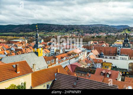 Blick auf die Altstadt von Rudolstein in Thüringen Stockfoto