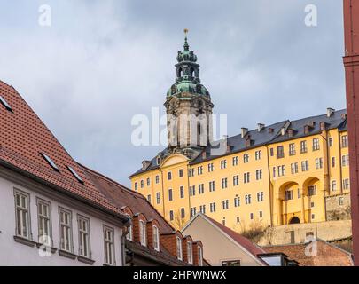 Blick auf die Altstadt von Rudolstein in Thüringen Stockfoto