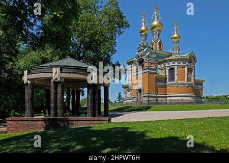 Russische Kapelle, Mathildenhöhe, Darmstadt, Hessen, Deutschland Stockfoto