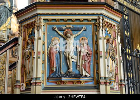 Kanzel, Detail, Kathedrale von Canterbury, Kirchenschiff, Region Südostengland, Verwaltungsbezirk Kent, England, Vereinigtes Königreich Stockfoto