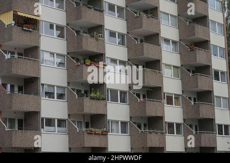 Wohngebäude, Plattenbau, Loewenhardtdamm, Tempelhof, Berlin, Deutschland Stockfoto