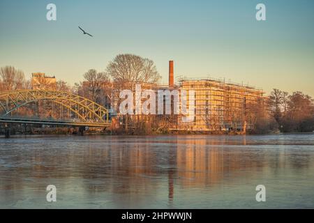 Baustelle Wohnentwicklung, Eiswerder Insel, Havel, Spandau, Berlin, Deutschland Stockfoto