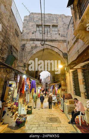 Souvenirläden, Basar, Altstadt, Jerusalem, Israel Stockfoto