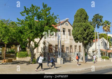 Altes Gebäude, deutsche Kolonie, Sderot Ben Gurion, Altstadt, Haifa, Israel Stockfoto