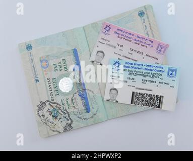 Deutscher Reisepass mit Visum für Israel Stockfoto