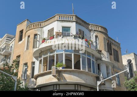 Residenz im Bauhaus-Stil, Nachalat Benyamin, Weiße Stadt, Tel Aviv, Israel Stockfoto