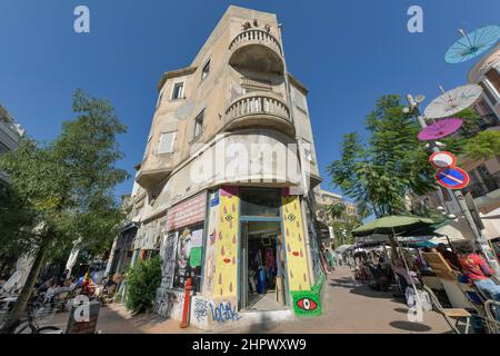 Residenz im Bauhaus-Stil, Nachalat Benyamin, Weiße Stadt, Tel Aviv, Israel Stockfoto