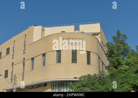 Residenz im Bauhaus-Stil, Nachalat Benyamin, Ecke Shefer St. White City, Tel Aviv, Israel Stockfoto