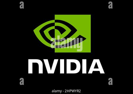 NVIDIA Light Vertical, schwarzer Hintergrund, Logo, Markenname Stockfoto