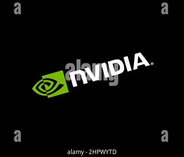 NVIDIA Light Horizontal, gedreht, schwarzer Hintergrund, Logo, Markenname Stockfoto