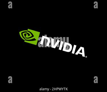 NVIDIA Light Horizontal, gedreht, schwarzer Hintergrund, Logo, Markenname Stockfoto