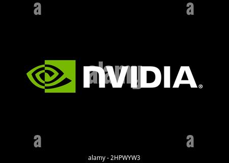 NVIDIA Light Horizontal, schwarzer Hintergrund, Logo, Markenname Stockfoto