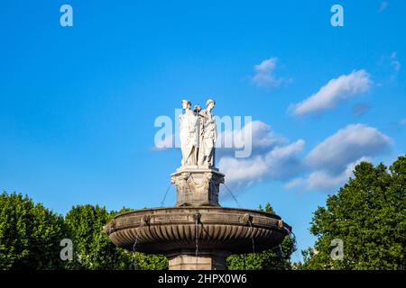 Die Fontaine de la Rotonde Brunnen in Aix-en-Provence Stockfoto