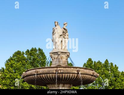 Die Fontaine de la Rotonde Brunnen in Aix-en-Provence Stockfoto