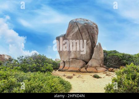 Blick auf Whistling Rock, ein beliebtes Reiseziel in Cape le Grand, in der Nähe von Esperance, Western Australia, WA, Australien Stockfoto