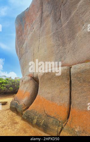 Details von Whistling Rock, einer beliebten erodierten orangefarbenen Landform in Cape le Grand, in der Nähe von Esperance, Western Australia, WA, Australien Stockfoto