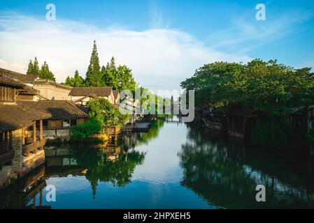 Landschaft von wuzhen, einer historischen malerischen Wasserstadt in Zhejiang, china Stockfoto