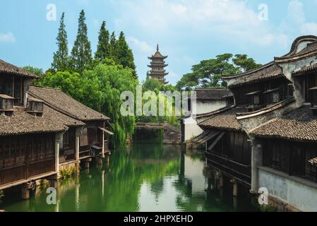 Landschaft von wuzhen, einer historischen malerischen Wasserstadt in Zhejiang, china Stockfoto