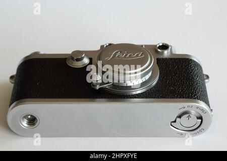 Eine klassische deutsche Leica IIIF, eine ideale Kamera für den Fotojournalismus Stockfoto