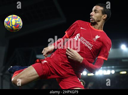 Liverpool, England, 23rd. Februar 2022. Joel Matip von Liverpool während des Spiels der Premier League in Anfield, Liverpool. Bildnachweis sollte lauten: Darren Staples / Sportimage Stockfoto