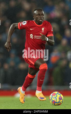 Liverpool, England, 23rd. Februar 2022. Sadio Mane aus Liverpool während des Spiels der Premier League in Anfield, Liverpool. Bildnachweis sollte lauten: Darren Staples / Sportimage Stockfoto