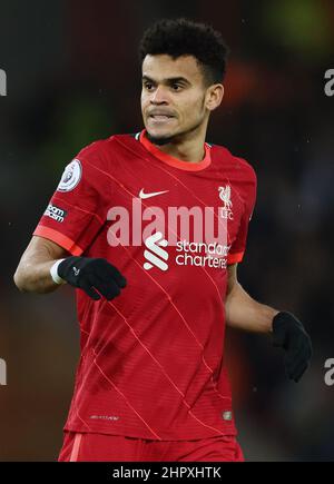 Liverpool, England, 23rd. Februar 2022. Luis Diaz von Liverpool während des Spiels der Premier League in Anfield, Liverpool. Bildnachweis sollte lauten: Darren Staples / Sportimage Stockfoto