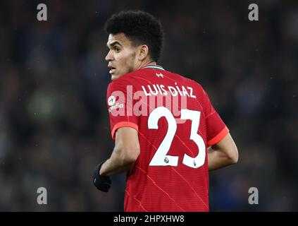 Liverpool, England, 23rd. Februar 2022. Luis Diaz von Liverpool während des Spiels der Premier League in Anfield, Liverpool. Bildnachweis sollte lauten: Darren Staples / Sportimage Stockfoto