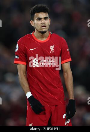 Liverpool, England, 23rd. Februar 2022. Luis Diaz von Liverpool während des Spiels der Premier League in Anfield, Liverpool. Bildnachweis sollte lauten: Darren Staples / Sportimage Stockfoto