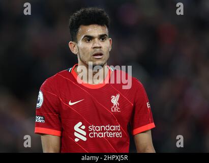 Liverpool, England, 23rd. Februar 2022. Luis Diaz von Liverpool während des Spiels der Premier League in Anfield, Liverpool. Bildnachweis sollte lauten: Darren Staples / Sportimage Stockfoto