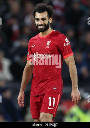 Liverpool, England, 23rd. Februar 2022. Mohamed Salah von Liverpool während des Spiels der Premier League in Anfield, Liverpool. Bildnachweis sollte lauten: Darren Staples / Sportimage Stockfoto