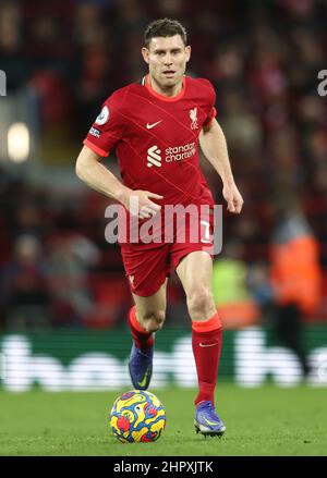 Liverpool, England, 23rd. Februar 2022. James Milner von Liverpool während des Spiels der Premier League in Anfield, Liverpool. Bildnachweis sollte lauten: Darren Staples / Sportimage Stockfoto