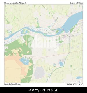 Novokakhovska Miskrada, Rajon Kakhovka, Ukraine, Cherson Oblast, N 46 43' 13'', E 33 15' 11'', Karte, Timeless Map veröffentlicht im Jahr 2021. Reisende, Entdecker und Abenteurer wie Florence Nightingale, David Livingstone, Ernest Shackleton, Lewis and Clark und Sherlock Holmes haben sich bei der Planung von Reisen zu den entlegensten Ecken der Welt auf Karten verlassen.Timeless Maps kartiert die meisten Orte auf der Welt und zeigt die Verwirklichung großer Träume Stockfoto