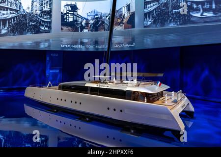 Das Art Explora Area und das ARTEXPLORER Museumsbootprojekt im France Pavilion, Dubai EXPO 2020 in den Vereinigten Arabischen Emiraten. Stockfoto