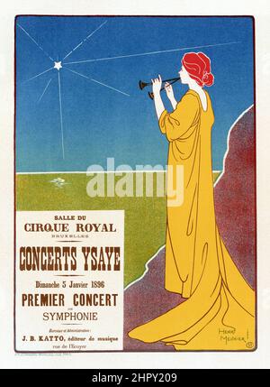 Maitres de l'affiche Vol 1 - Teller 40 - Henri Meunier - Cirque Royal, Konzerte Ysaye. Stockfoto