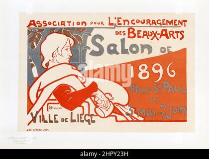 Maitres de l'affiche Band 3 - Platte 108 - Emile Berchmans 1895. Ville de Liege. Salon. Beaux-Arts Place St. Paul. Stockfoto