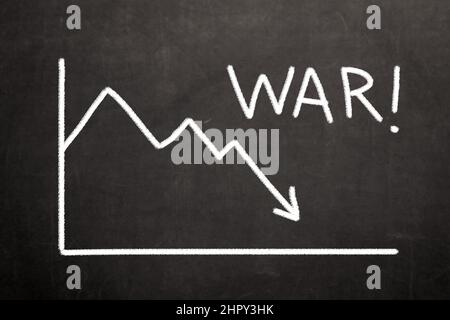 Konzept zur finanziellen, wirtschaftlichen und politischen Krise in der Welt aufgrund des Kriegsausbruchs. Krise durch möglichen Krieg zwischen Europa, Russland Stockfoto