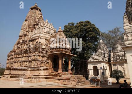 Parsvanath Tempel, der größte der Jain Tempel in der östlichen Gruppe bei Khajuraho, in Madya Pradesh, Indien Stockfoto