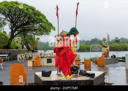 Hanuman hinduistische gottesstatue am Ganga Talao (Grand Bassin) hinduistischen Tempel, Mauritius. Stockfoto