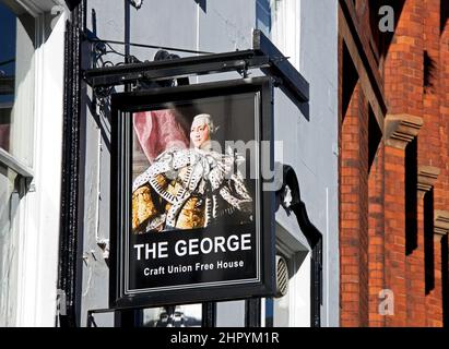 Schild für das George HotelHull, Humberside, East Yorkshire, England Stockfoto