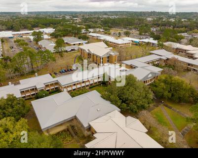 Tallahassee, FL, USA - 18. Februar 2022: Luftaufnahme Tallahassee Community College Stockfoto