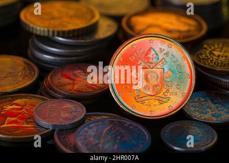 Vatikanstadt 50 Cent EUR Münze Cita del Vaticano Nahaufnahme Stockfoto