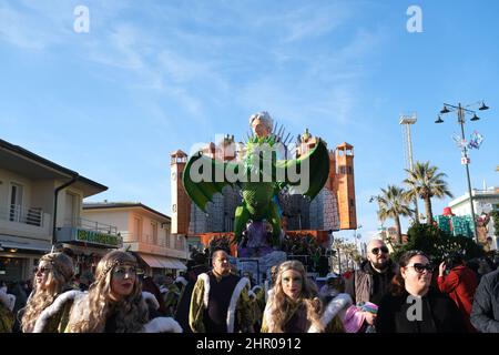 Fotos der Parade schwebt für den Karneval von viareggio, im Norden der toskana, in Italien. Stockfoto