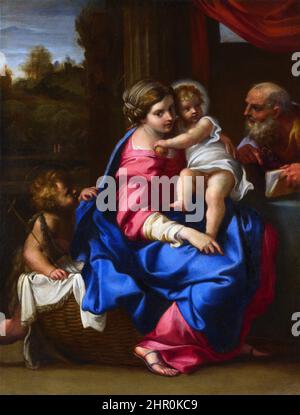 Die Heilige Familie mit dem Säugling des heiligen Johannes des Täufers ('die Montalto-Madonna') des italienischen Barockmalers Annibale Carracci (1560-1609), Öl auf Kupfer, c. 1600 Stockfoto