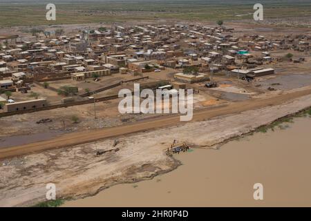 Die verbesserte Bewässerungsinfrastruktur im Senegal-Flussdelta ist Teil des MCC-Projekts Bewässerung und Wasserressourcen-Management des Senegal Compac Stockfoto