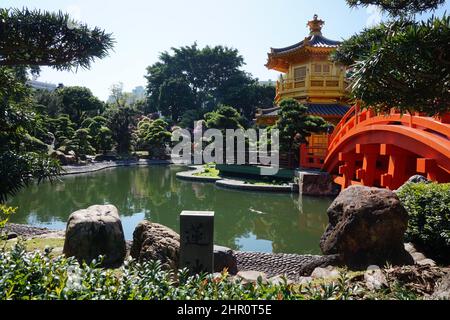 Goldene Pagode in den Nan Lian Gardens, Hongkong Stockfoto