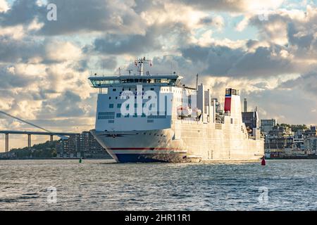 Göteborg, Schweden - 24 2020. August: RO-RO-Passagierfähre Stena Jutlandica bei Ankunft in Göteborg. Stockfoto