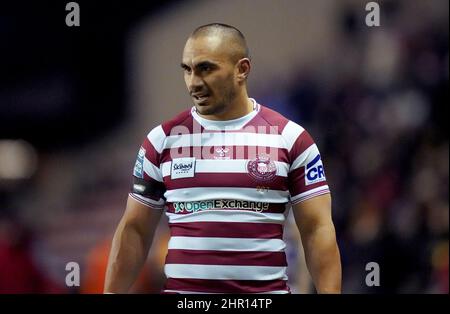 Thomas Leuluai von Wigan Warriors während des Matches der Betfred Super League im DW Stadium, Wigan. Bilddatum: Donnerstag, 24. Februar 2022. Stockfoto